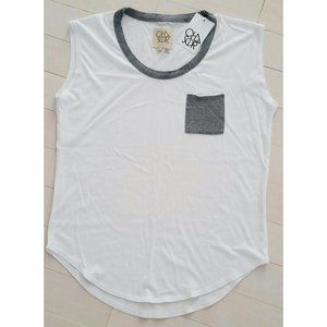 CHASER LA White TANK Grey Pocket TOP ( XS )